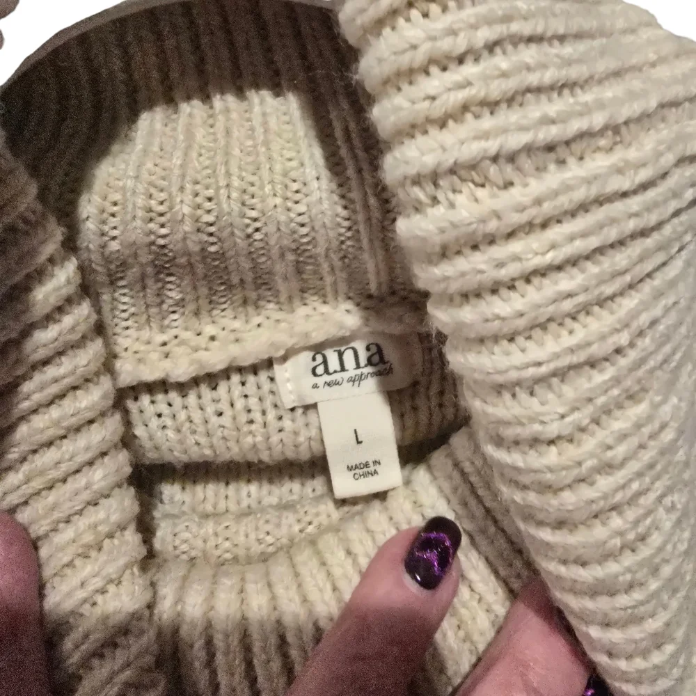 A.N.A. Beige Fringed Western Cowgirl Turtleneck Sweater Sz 1X - Picture 5 of 7